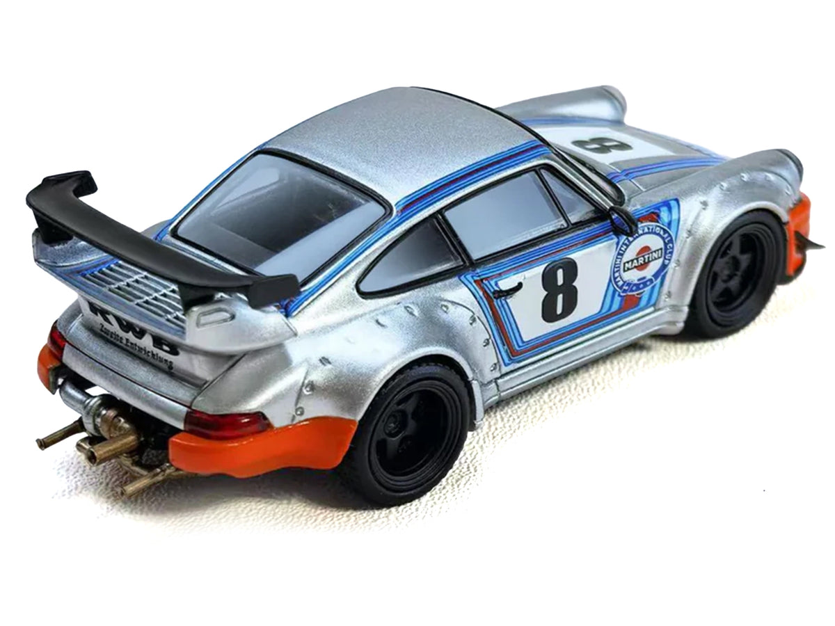 RWB 964 #8 "Ichiban Boshi - Martini Racing" Silver Metallic with Stripes 1/64 Diecast Model Car