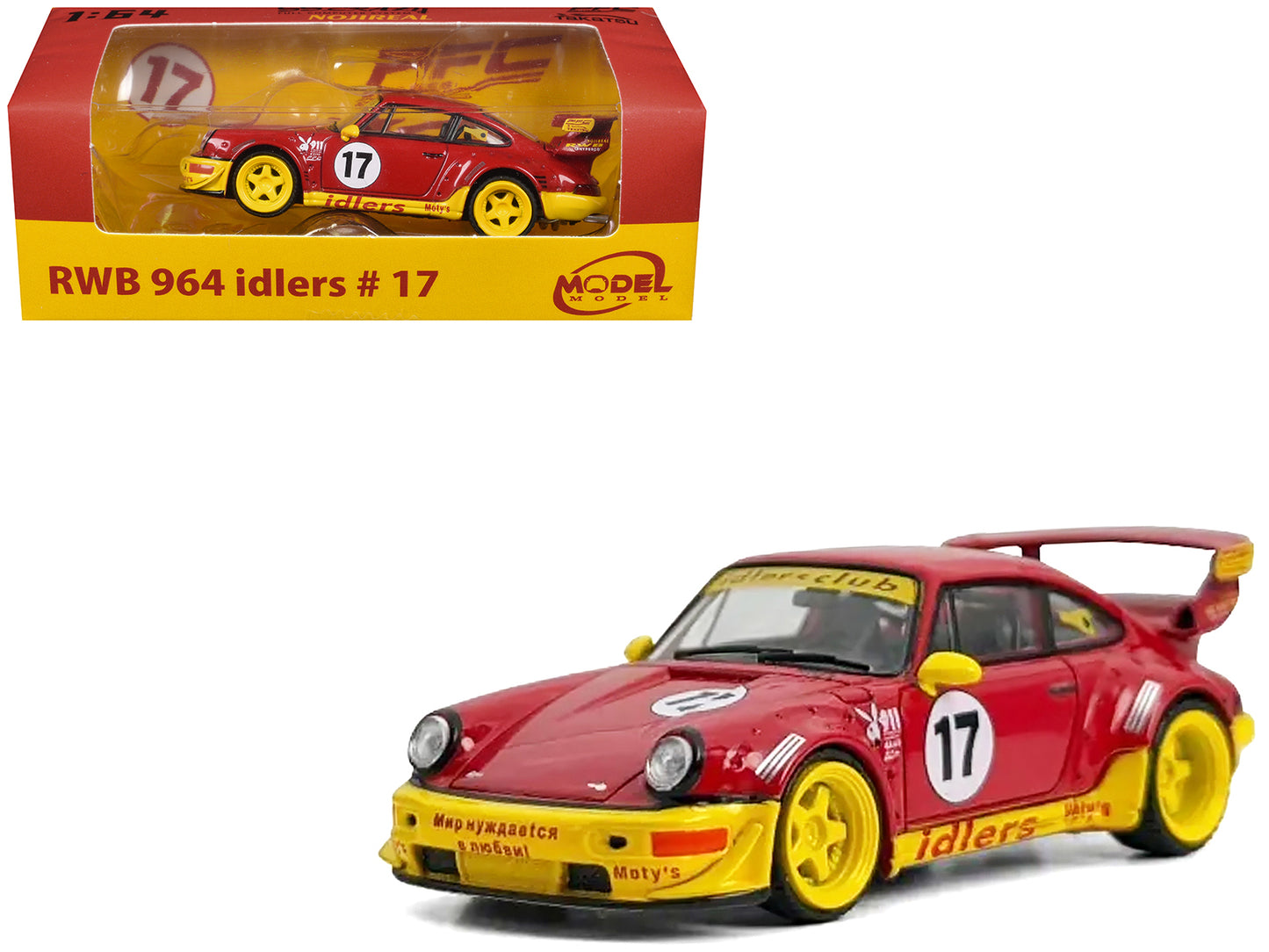 RWB 964 #17 "Idlers Club" Red with Yellow Accents 1/64 Diecast Model Car