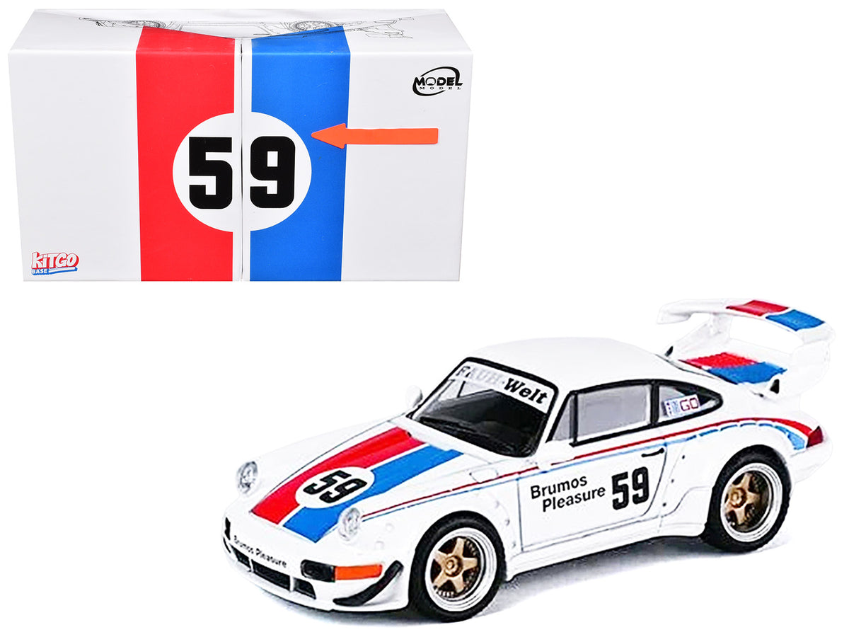 RWB 964 #59 "Brumos Pleasure" White with Red and Blue Stripes "KitGo Base" Series 1/64 Diecast Model Car