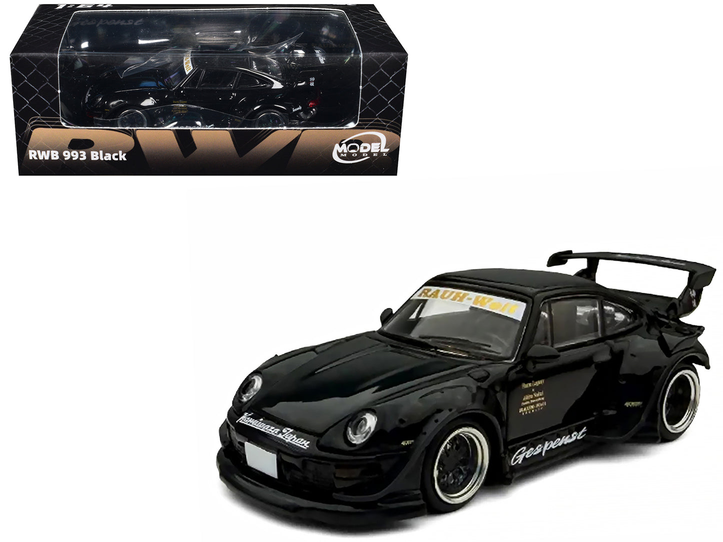 RWB 993 "Gespenst" Black 1/64 Diecast Model Car
