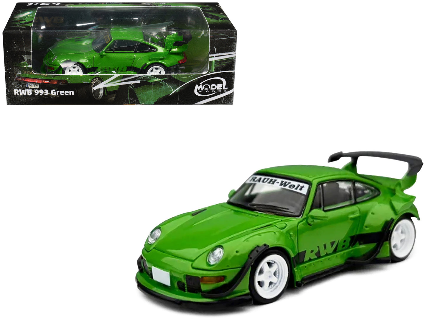 RWB 993 Green with Black Stripes 1/64 Diecast Model Car