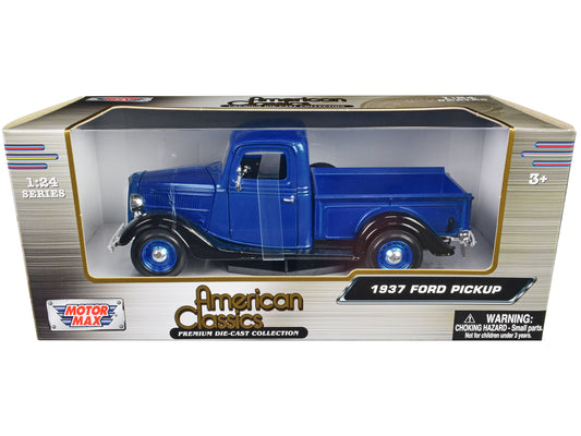 1937 Ford Pickup Truck Blue Metallic and Black "American Classics" 1/24 Diecast Model Car