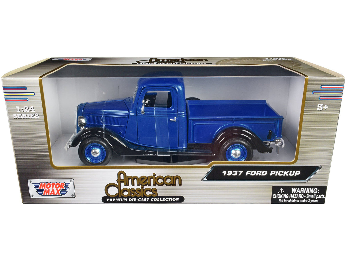 1937 Ford Pickup Truck Blue Metallic and Black "American Classics" 1/24 Diecast Model Car