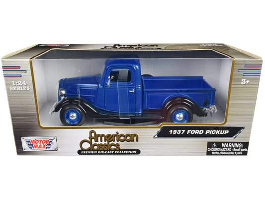 1937 Ford Pickup Truck Blue Metallic and Black "American Classics" 1/24 Diecast Model Car