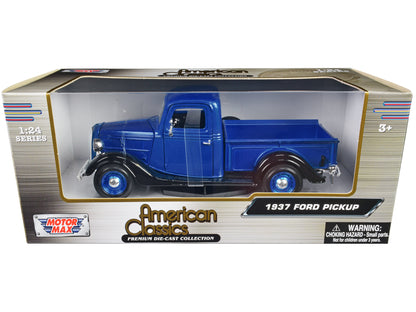 1937 Ford Pickup Truck Blue Metallic and Black "American Classics" 1/24 Diecast Model Car