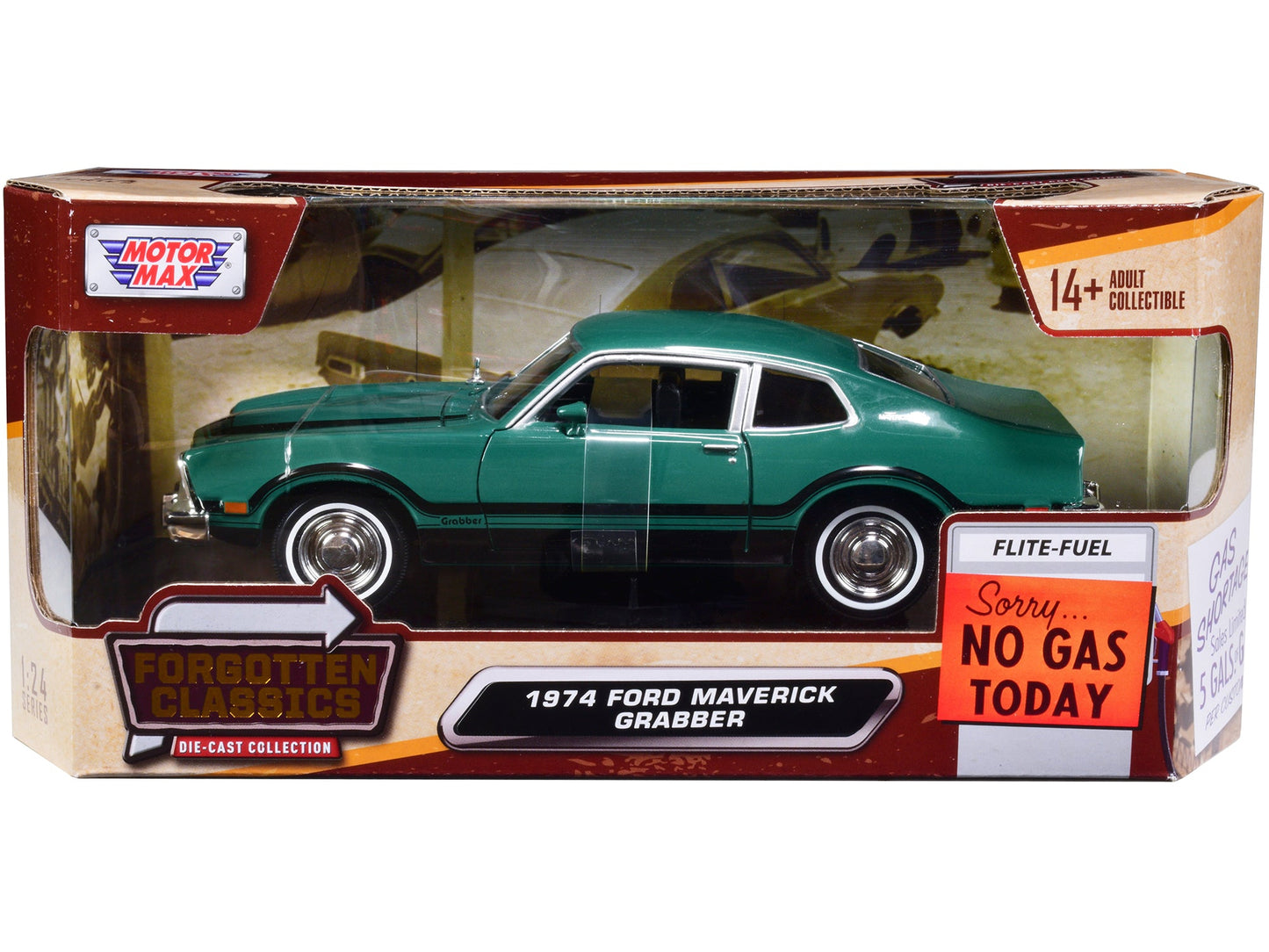 1974 Ford Maverick Grabber Green with Black Stripes "Forgotten Classics" Series 1/24 Diecast Model Car
