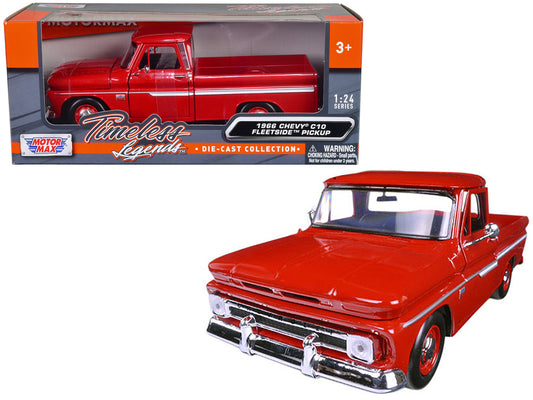 1966 Chevrolet C10 Fleetside Pickup Truck Red 1/24 Diecast Model Car