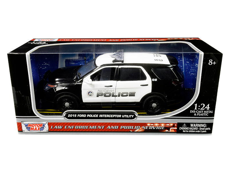 2015 Ford Police Interceptor Utility "San Gabriel Police" (California) Black and White 1/24 Diecast Model Car