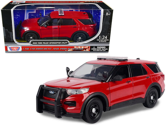2022 Ford Police Interceptor Utility Unmarked Red 1/24 Diecast Model Car
