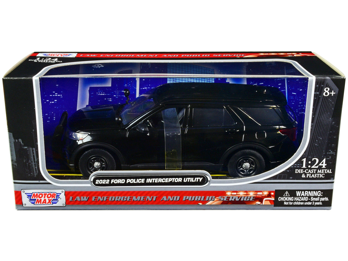 2022 Ford Police Interceptor Utility Unmarked Slick-Top Black 1/24 Diecast Model Car