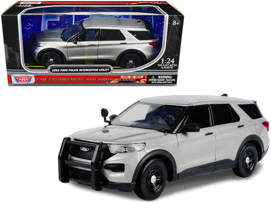 2022 Ford Police Interceptor Utility Unmarked Slick-Top Silver 1/24 Diecast Model Car
