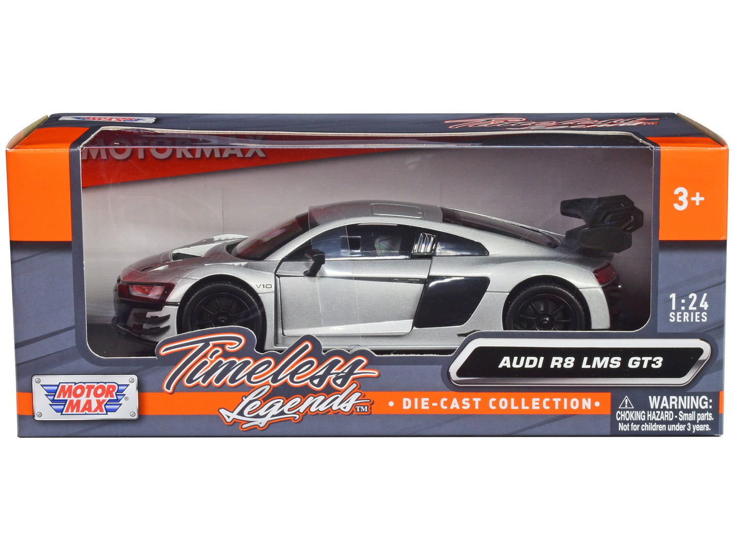 Audi R8 LMS GT3 Silver Metallic "Timeless Legends" Series 1/24 Diecast Model Car