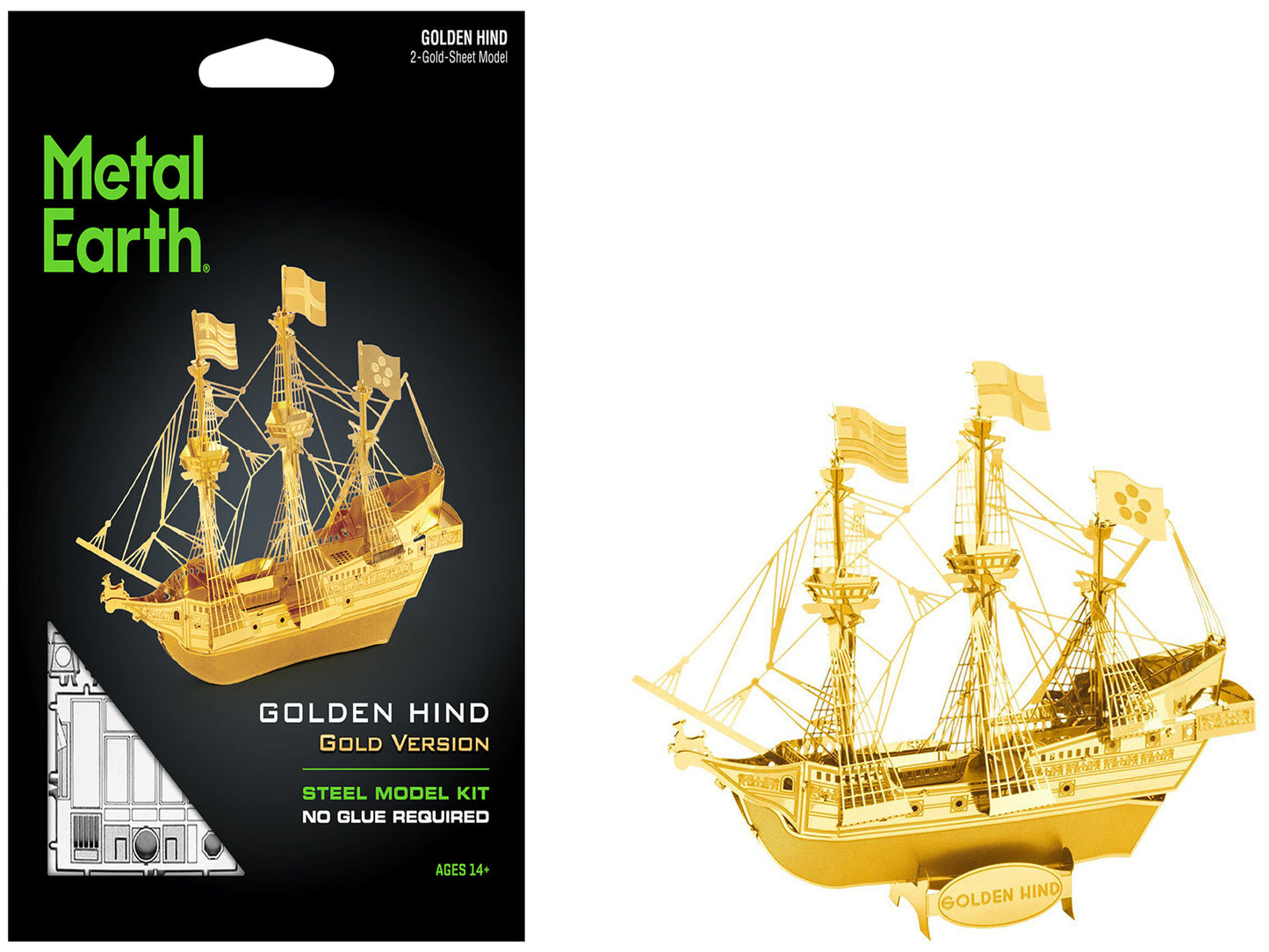 Model Kit Golden Hind Galleon Gold Version (Moderate Difficulty) Steel Model