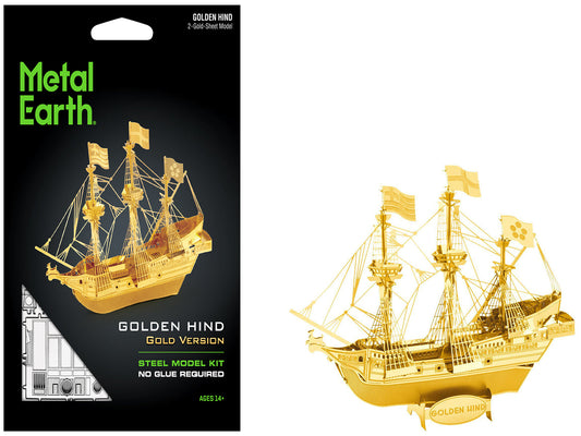 Model Kit Golden Hind Galleon Gold Version (Moderate Difficulty) Steel Model