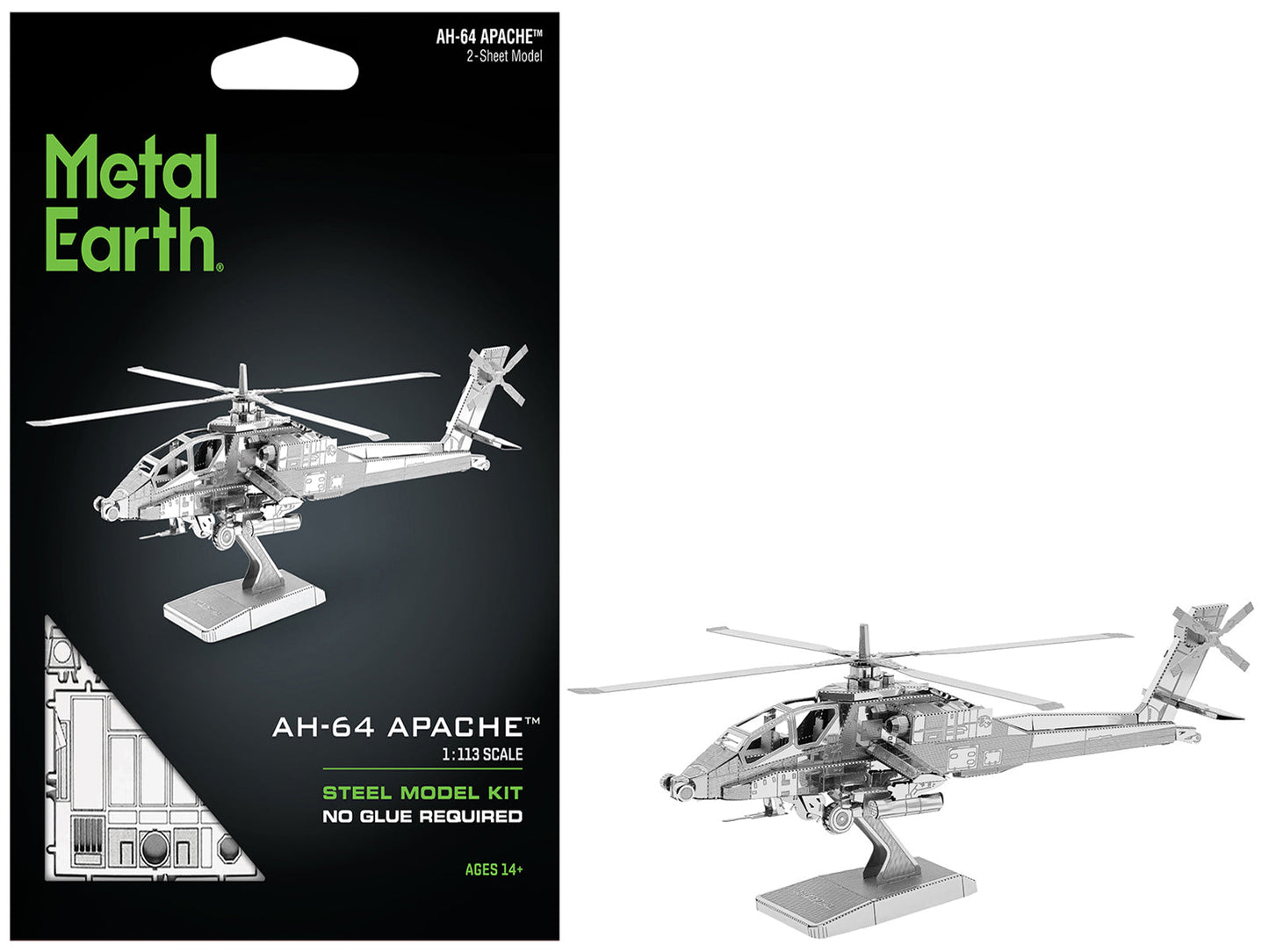 Model Kit Boeing AH-64 Apache Attack Helicopter (Moderate Difficulty) Steel Model