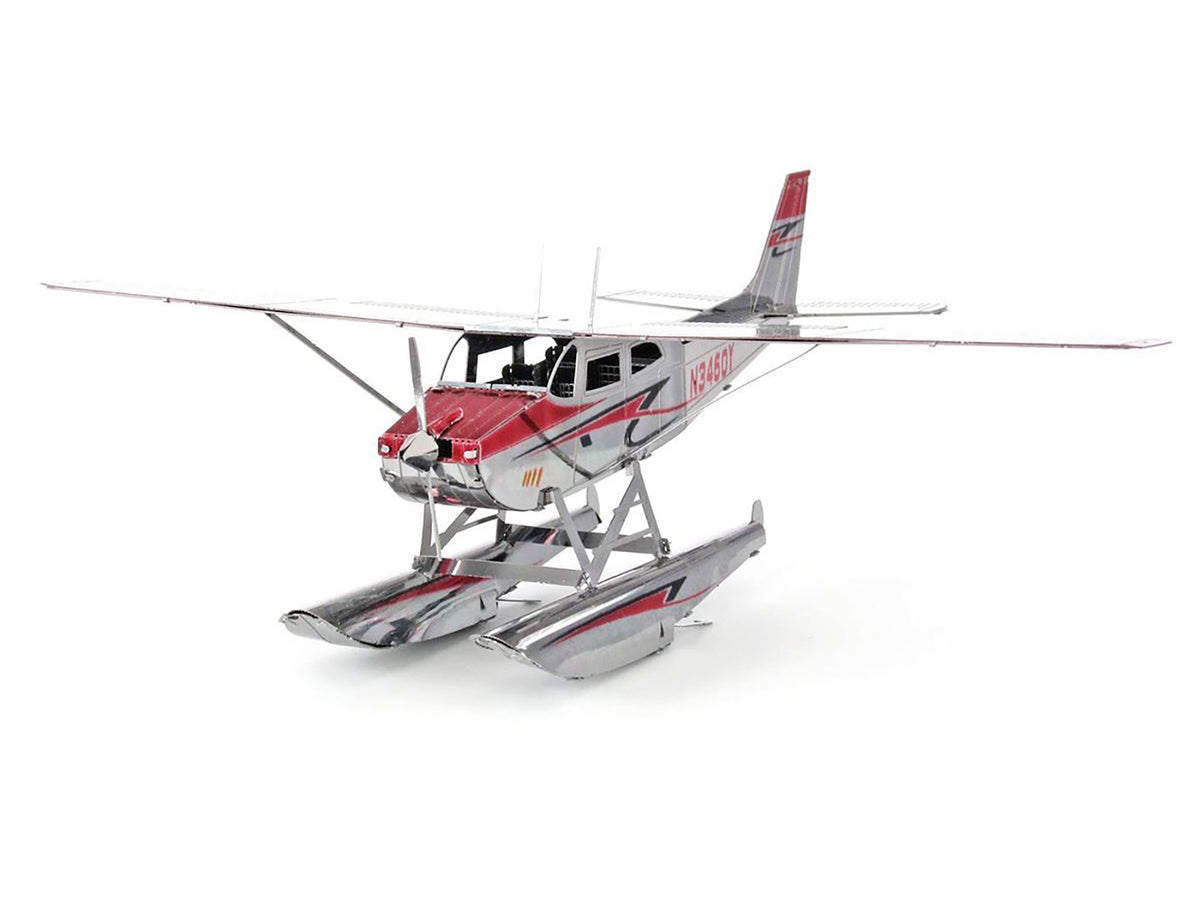 Model Kit Cessna 182 Floatplane White and Red (Moderate Difficulty) Steel Model
