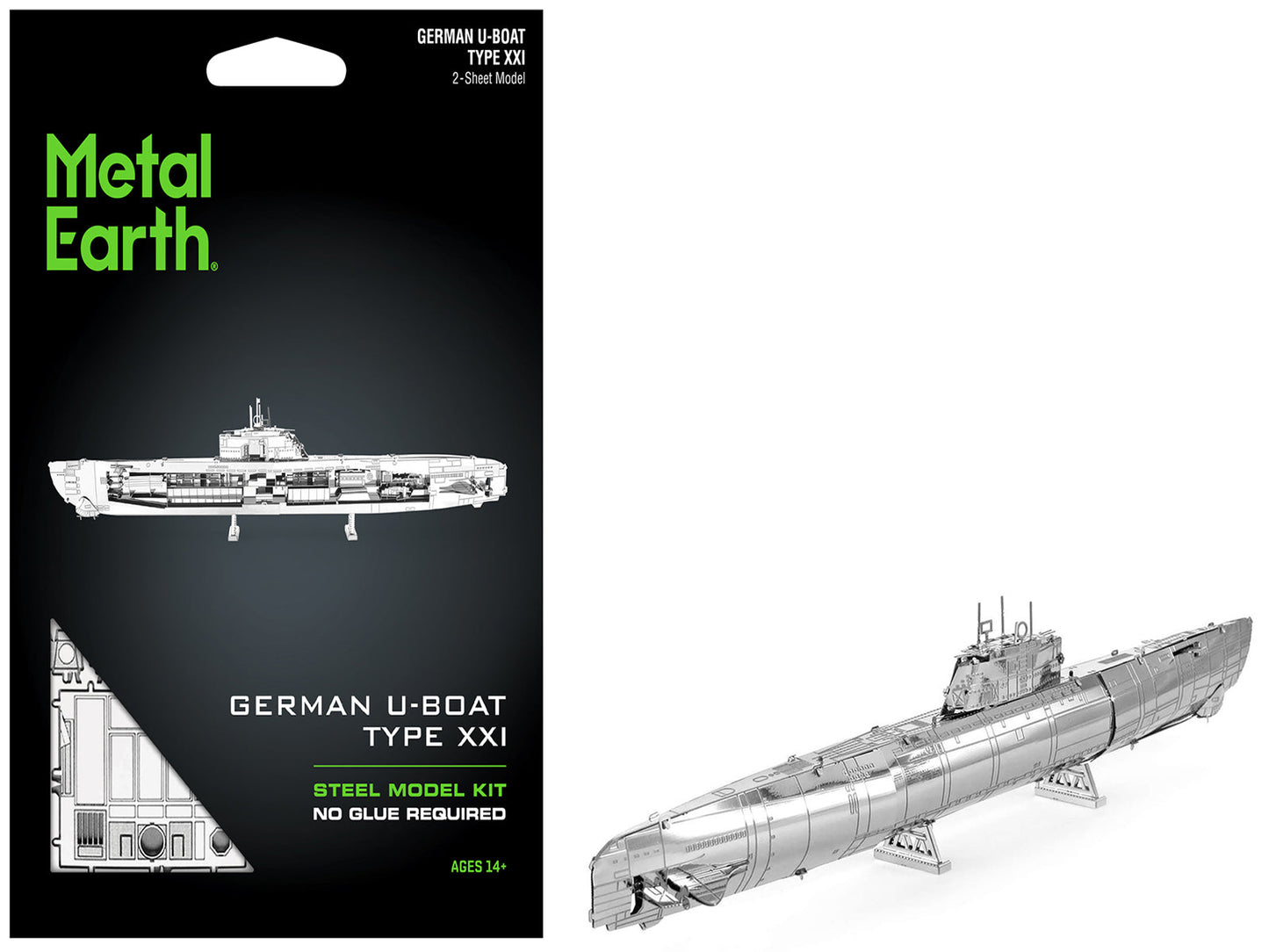 Model Kit German U-Boat Type XXI Submarine (Challenging Difficulty) Steel Model