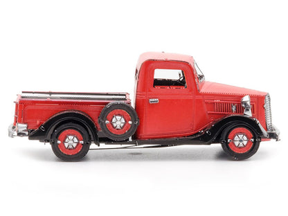 Model Kit 1937 Ford Pickup Truck Red and Black (Moderate Difficulty) Steel Model