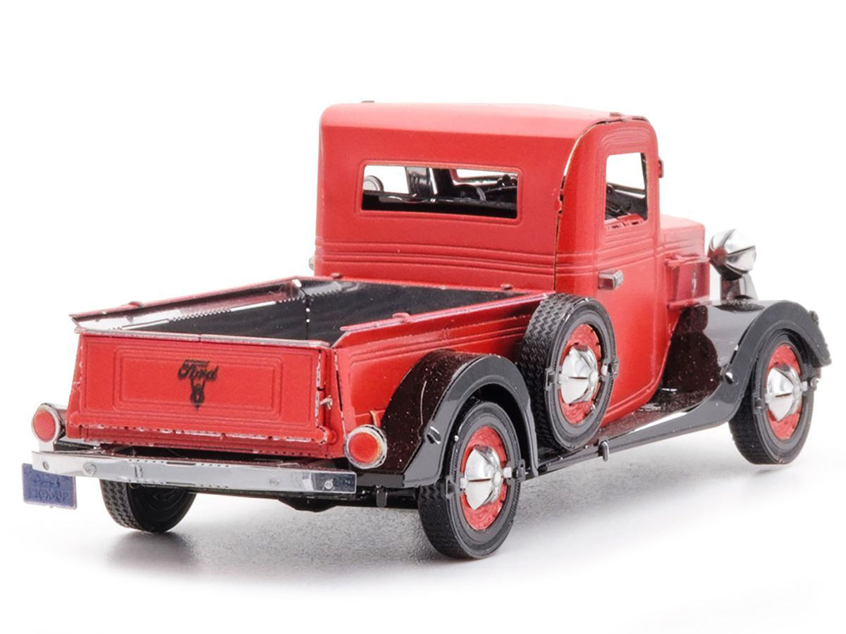 Model Kit 1937 Ford Pickup Truck Red and Black (Moderate Difficulty) Steel Model