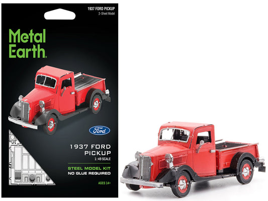 Model Kit 1937 Ford Pickup Truck Red and Black (Moderate Difficulty) Steel Model