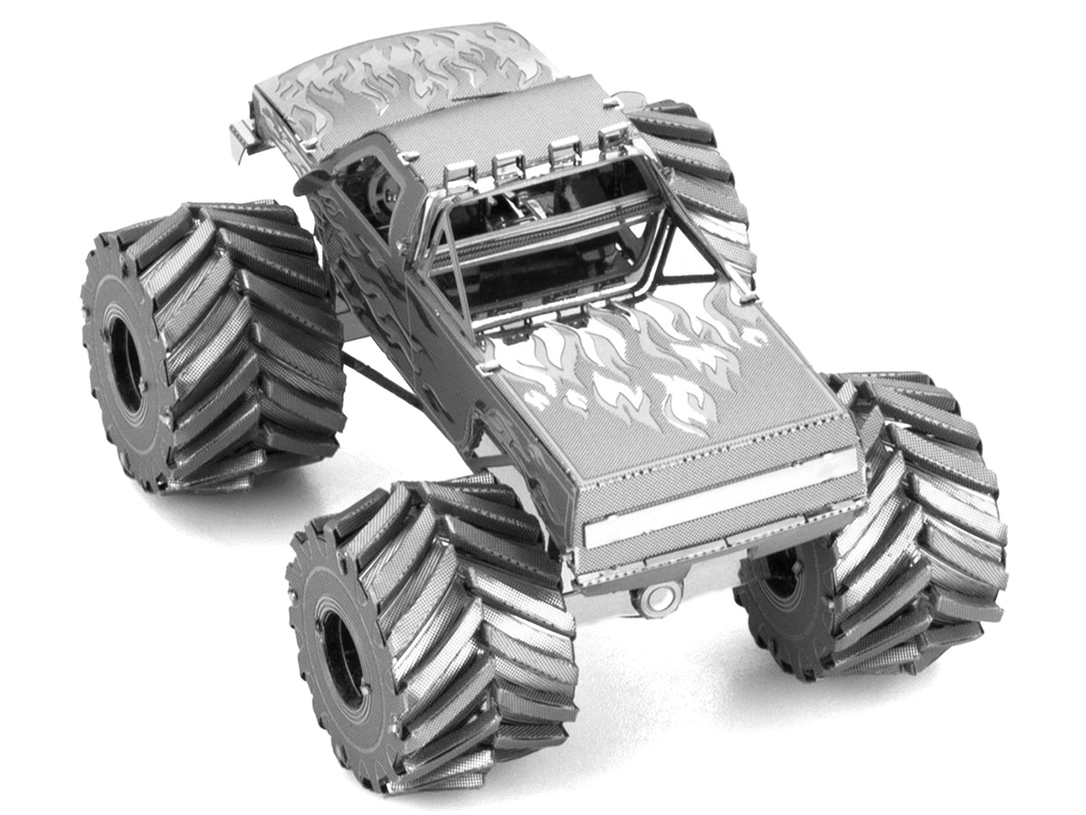 Model Kit Monster Truck with Flame Graphics (Moderate Difficulty) Steel Model