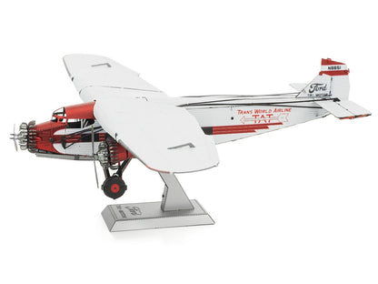 Model Kit Ford Trimotor Transport Aircraft White and Red (Moderate Difficulty) Steel Model