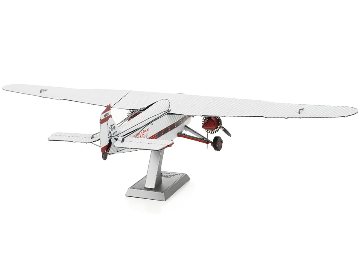 Model Kit Ford Trimotor Transport Aircraft White and Red (Moderate Difficulty) Steel Model