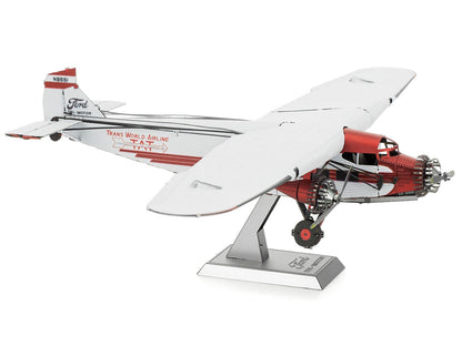 Model Kit Ford Trimotor Transport Aircraft White and Red (Moderate Difficulty) Steel Model