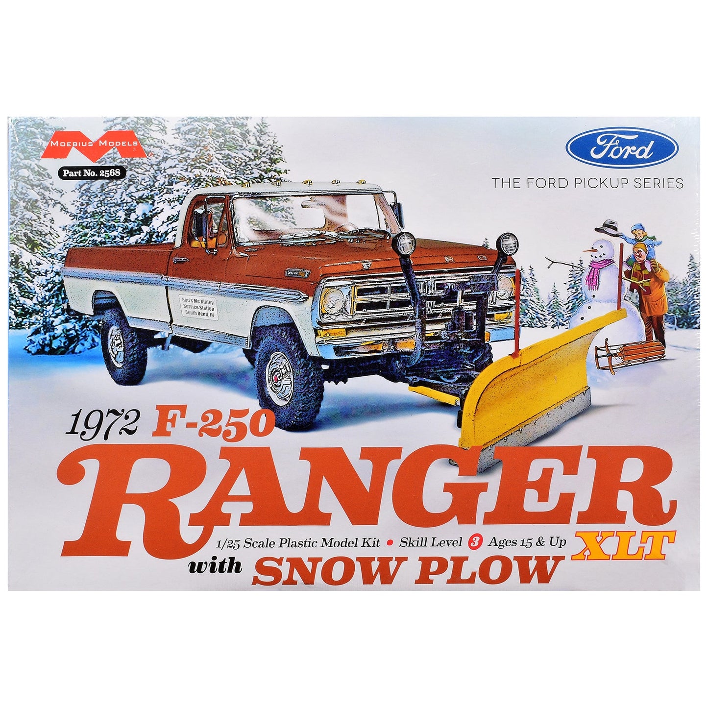 Skill 3 Model Kit 1972 Ford F-250 Ranger XLT Pickup Truck with Snow Plow 1/25 Scale Model