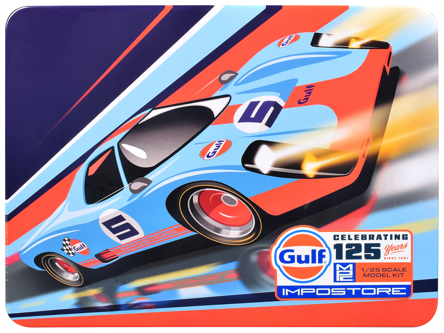 Skill 2 Model Kit Gulf Racing Impostore with Collector Tin 1/25 Plastic Model
