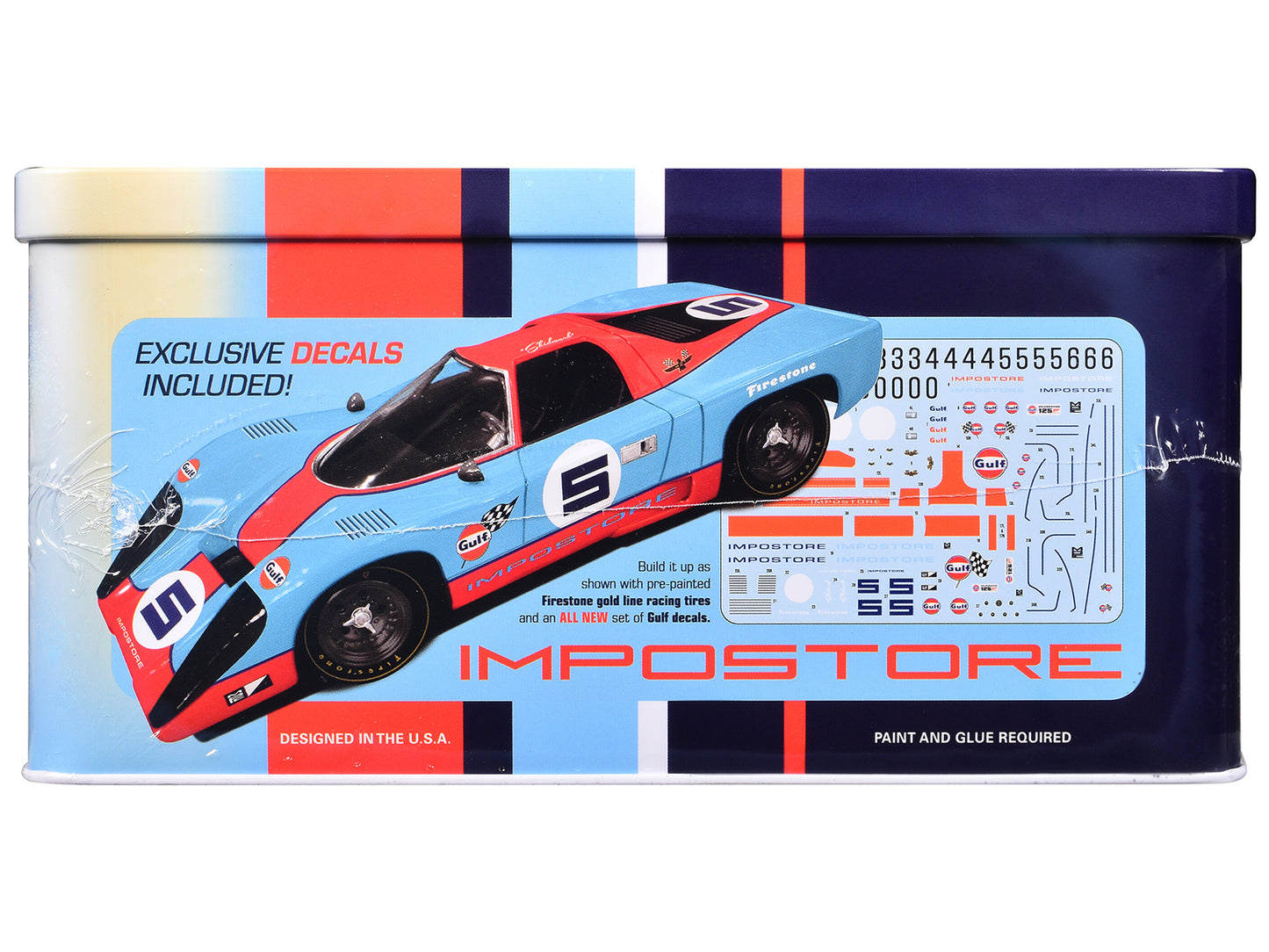Skill 2 Model Kit Gulf Racing Impostore with Collector Tin 1/25 Plastic Model