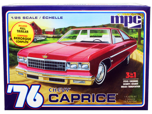 Skill 2 Model Kit 1976 Chevrolet Caprice with Trailer 3-in-1 Kit 1/25 Scale Model