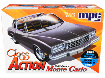 Skill 2 Model Kit 1980 Chevrolet Monte Carlo "Class Action" with Motorcycle and Trailer (Skill 2) 1/25 Scale Model Car