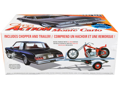Skill 2 Model Kit 1980 Chevrolet Monte Carlo "Class Action" with Motorcycle and Trailer (Skill 2) 1/25 Scale Model Car