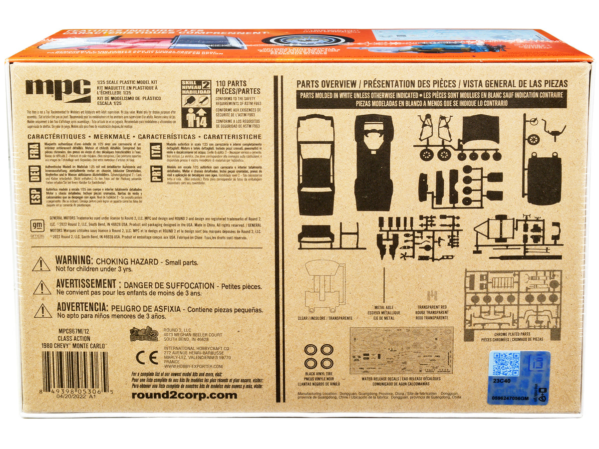 Skill 2 Model Kit 1980 Chevrolet Monte Carlo "Class Action" with Motorcycle and Trailer (Skill 2) 1/25 Scale Model Car