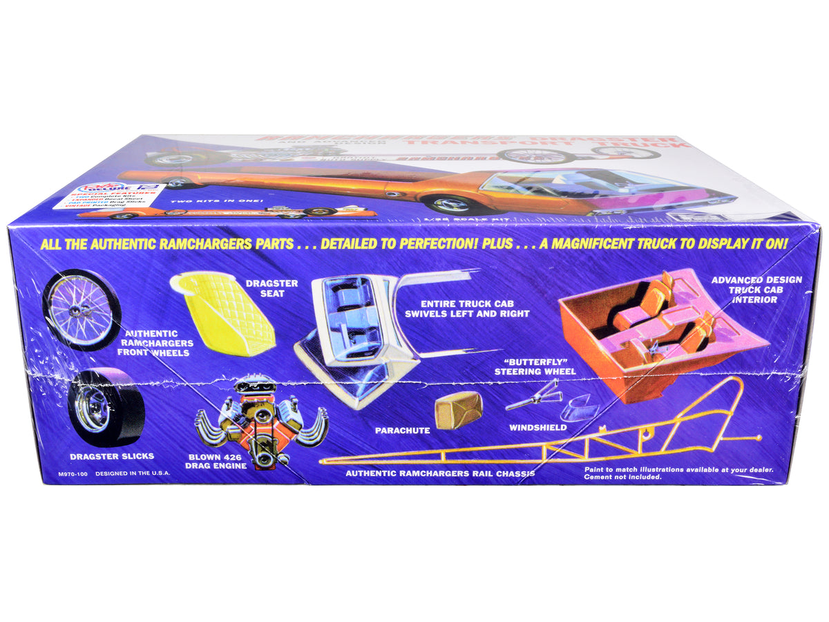 Skill 2 Model Kit Ramchargers Dragster and Advanced Design Transport Truck 2 Kits in 1 1/25 Scale Models