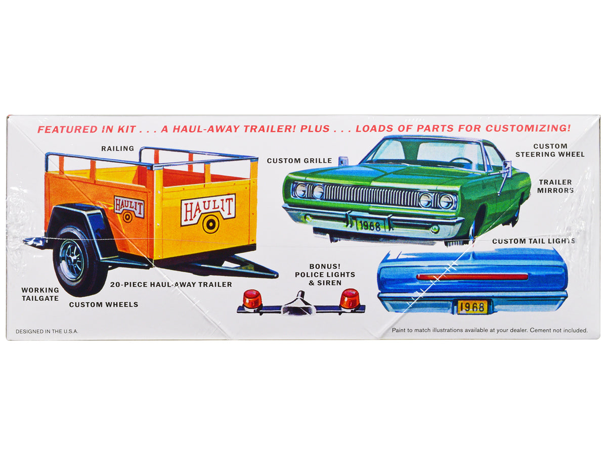 Skill 2 Model Kit 1968 Dodge Coronet Hardtop with Trailer 1/25 Scale Model