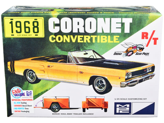 Skill 2 Model Kit 1968 Dodge Coronet R/T Convertible with Haul-Away Trailer 1/25 Scale Model