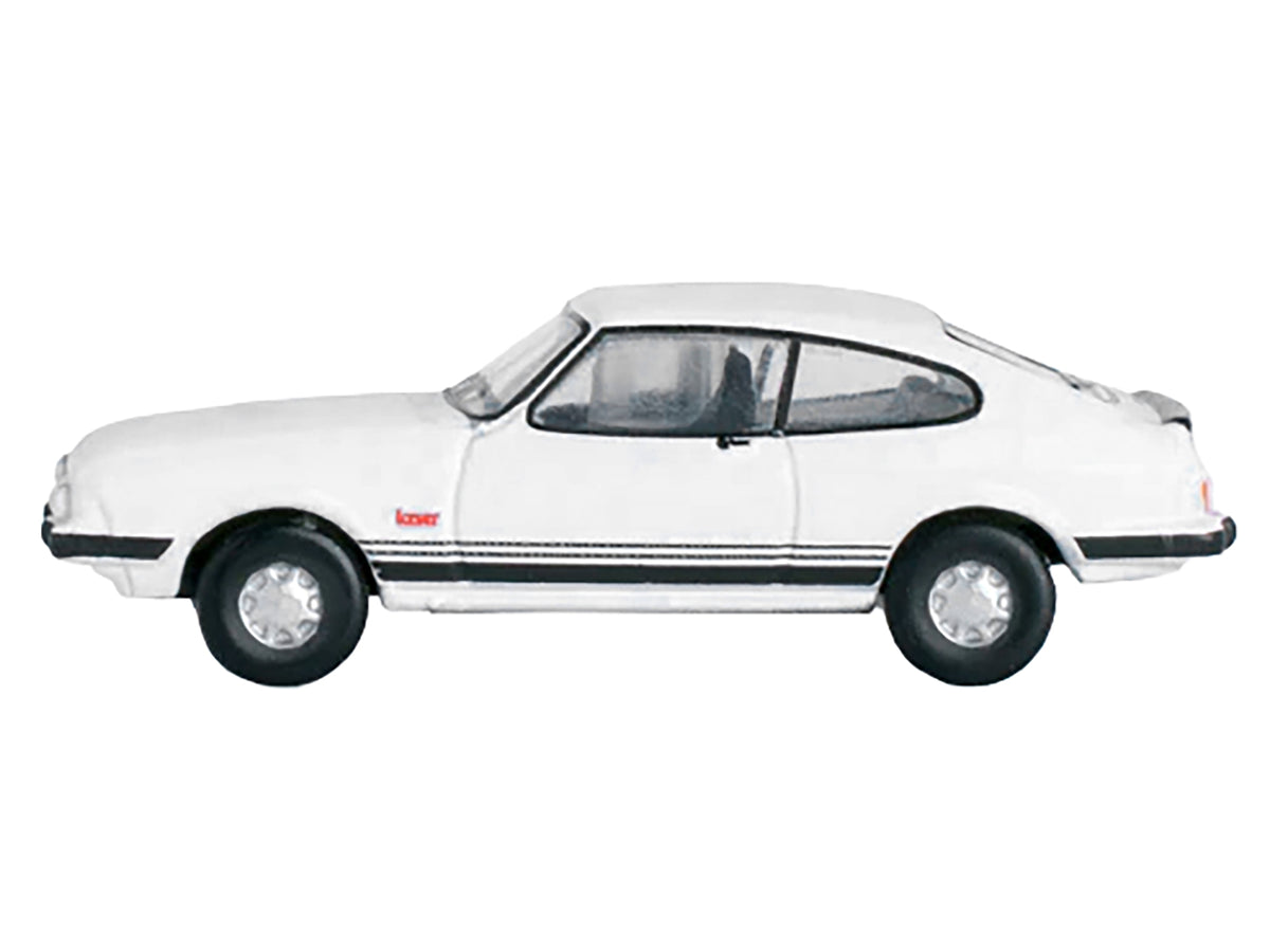 Ford Capri Mk3 RHD (Right Hand Drive) Diamond White with Black Stripes 1/148 (N) Scale Diecast Model Car