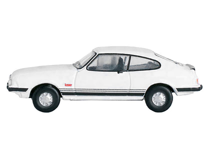 Ford Capri Mk3 RHD (Right Hand Drive) Diamond White with Black Stripes 1/148 (N) Scale Diecast Model Car