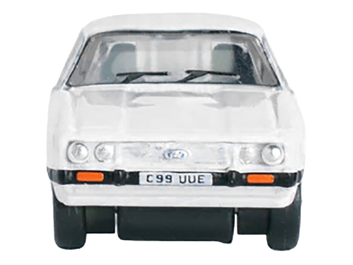 Ford Capri Mk3 RHD (Right Hand Drive) Diamond White with Black Stripes 1/148 (N) Scale Diecast Model Car