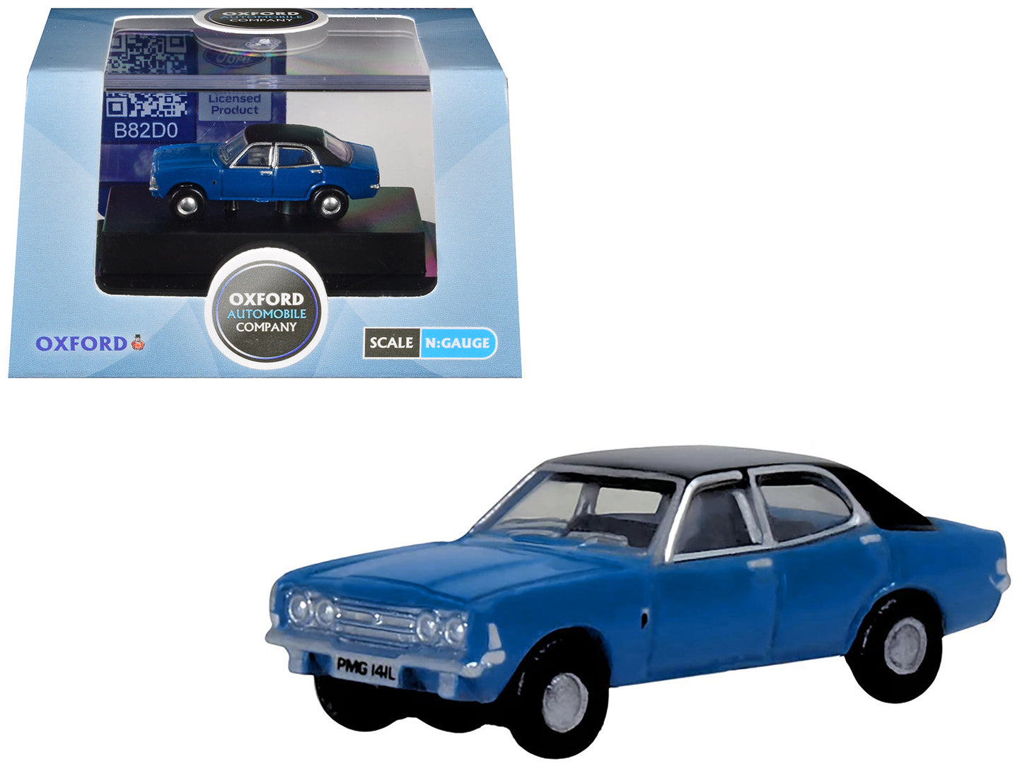 Ford Cortina MKIII RHD (Right Hand Drive) Electric Monza Blue with Black Top 1/148 (N) Scale Diecast Model Car