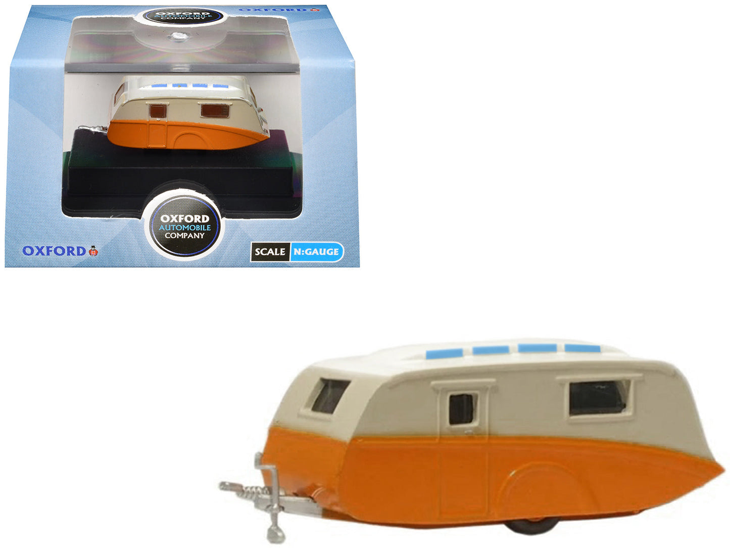 Caravan Trailer Cream and Orange 1/148 (N) Scale Diecast Model Car