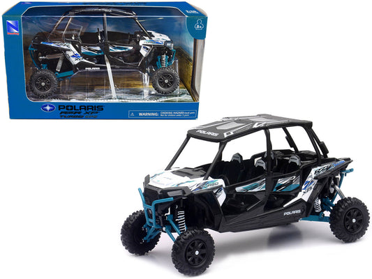Polaris RZR XP 4 Turbo EPS Sport UTV Matt White Lightning with Graphics and Black Top 1/18 Diecast Model