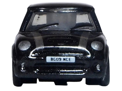 Mini Cooper S RHD (Right Hand Drive) Midnight Black with Silver Stripes 1/148 (N) Scale Diecast Model Car