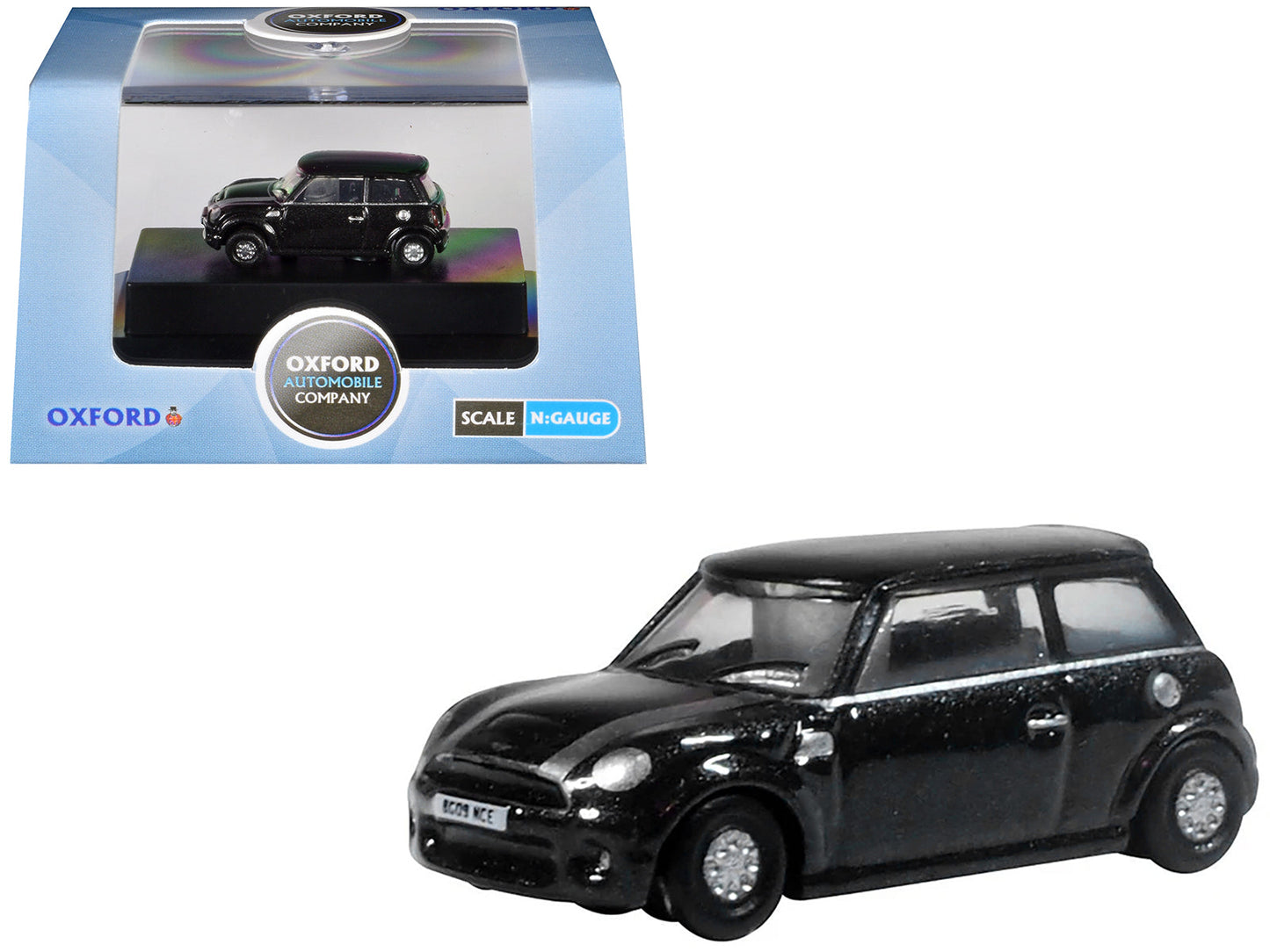 Mini Cooper S RHD (Right Hand Drive) Midnight Black with Silver Stripes 1/148 (N) Scale Diecast Model Car