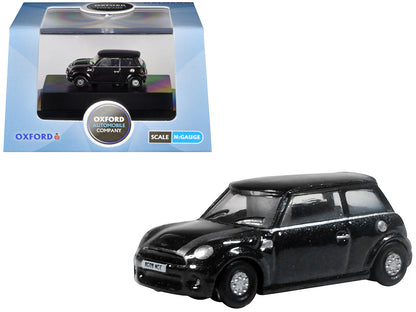 Mini Cooper S RHD (Right Hand Drive) Midnight Black with Silver Stripes 1/148 (N) Scale Diecast Model Car