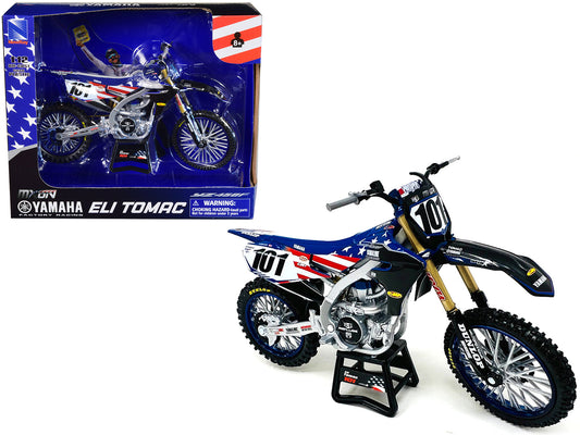 Yamaha YZ450F Dirt Bike Motorcycle #101 Eli Tomac American Flag Livery "Motocross of Nations" 1/12 Model
