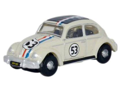 Volkswagen Beetle #53 Beige with Stripes and Black Top 1/148 (N) Scale Diecast Model Car