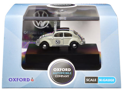 Volkswagen Beetle #53 Beige with Stripes and Black Top 1/148 (N) Scale Diecast Model Car